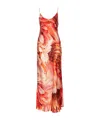 Roberto Cavalli Feather Print Long Dress In Red