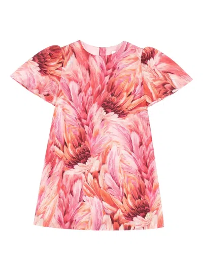 Roberto Cavalli Kids' Plumage-print Dress In Pink