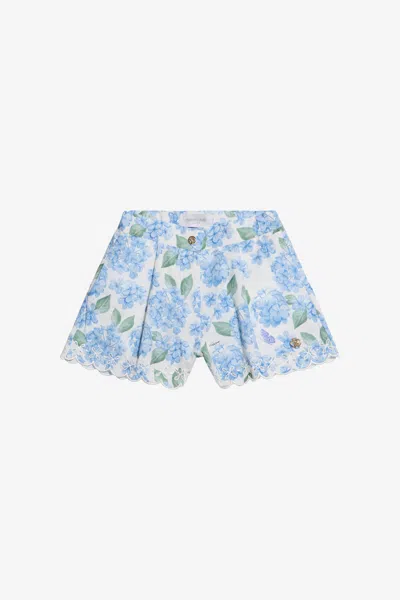 Roberto Cavalli Plumago Print Cotton Shorts In Blue