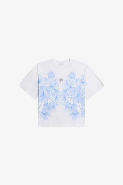 Roberto Cavalli Plumago Print Cotton T-shirt In White