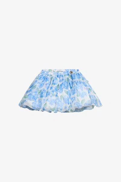 Roberto Cavalli Plumago Print Silk Blend Skirt In Blue