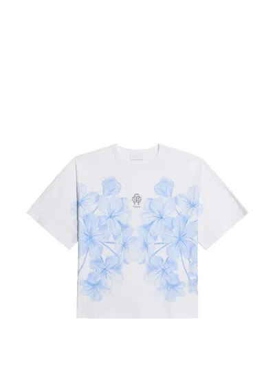 Roberto Cavalli Kids' Plumago-print T-shirt In White
