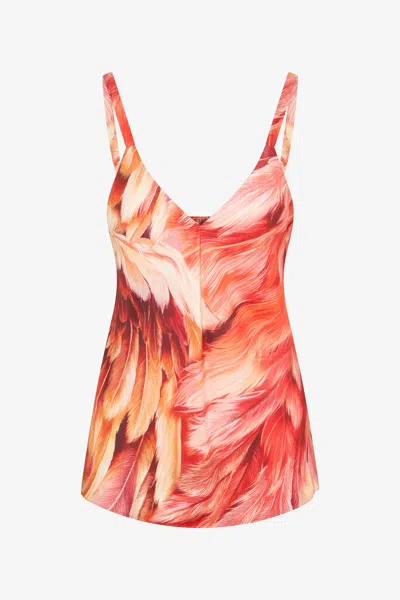 Roberto Cavalli Plumange Print Camisole In Multi