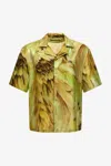 Roberto Cavalli Plumange Print Shirt In Light Green
