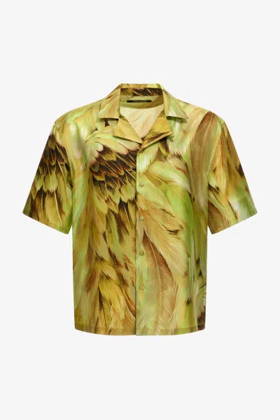 Roberto Cavalli Plumange Print Shirt In Light Green