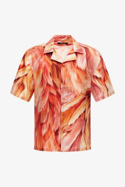 Roberto Cavalli Plumange Print Shirt In Orange
