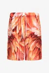 Roberto Cavalli Plumange Print Shorts In Orange