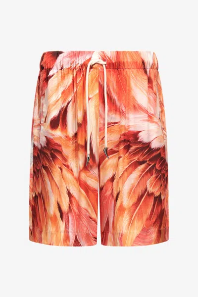 Roberto Cavalli Plumange Print Shorts In Orange