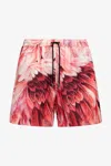 Roberto Cavalli Plumange Print Swim Trunks In Fuchsia