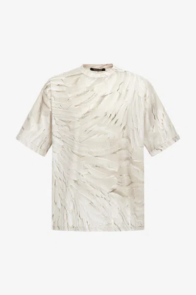 Roberto Cavalli Plumange Print T-shirt In White