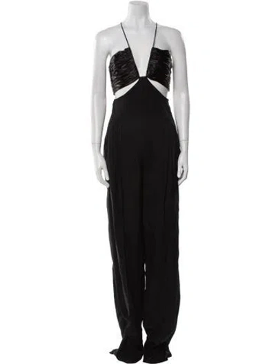 Pre-owned Roberto Cavalli Plunge Neckline Jumpsuit In Black