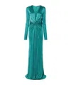 Roberto Cavalli Plunging Concealedv-neck Gown In Green