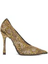 Roberto Cavalli Pointed Embellished Pumps In Gold