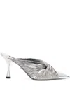Roberto Cavalli Pointed Mules In Silver