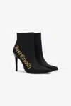 Roberto Cavalli Pointed-toe Ankle Boots With Logo In Black