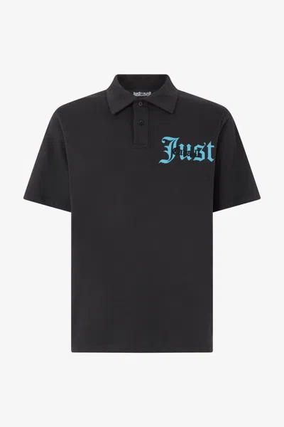 Roberto Cavalli Polo With Lettering In Black