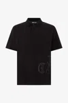 Roberto Cavalli Polo With Monogram And Lettering In Black
