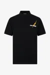 Roberto Cavalli Polo Shirt With Print And Logo In Black