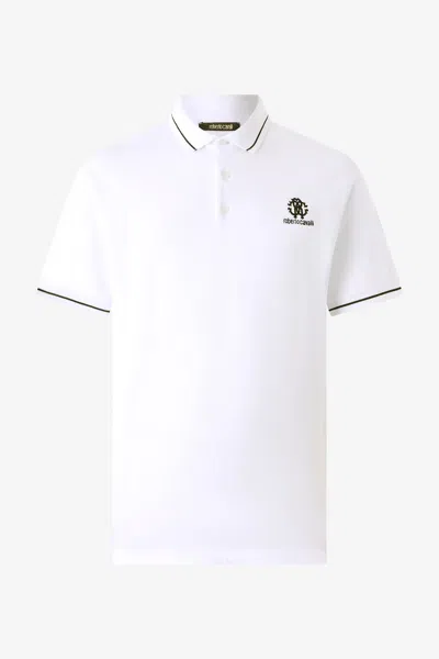 Roberto Cavalli Polo Shirt With Monogram Rc And Logo In White