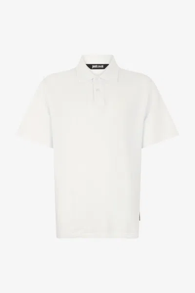 Roberto Cavalli Polo With Jc Monogram Embroidery In White