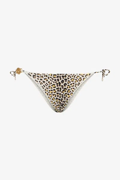 Roberto Cavalli Pop Jaguar Print Bikini Bottom In Brown
