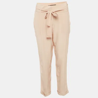 Pre-owned Roberto Cavalli Powder Pink Silk Belted Pants L