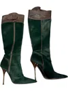Roberto Cavalli Pre-loved Women Pony Style Calf Skin Boots In Dark Green/brown In Green
