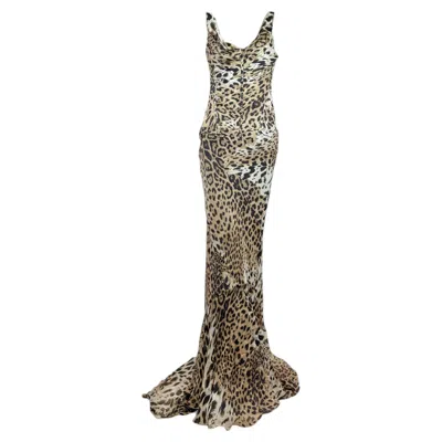Pre-owned Roberto Cavalli Prefall 2010 Look 11 Maxi Chiffon Leopard Dress In Brown