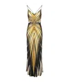 Roberto Cavalli Multicolor Silk Dress With Dynamic Stripes And V-cut Back In Multicolor
