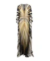 Roberto Cavalli Ray Of Gold Printed Viscose Long Dress In Multicolor