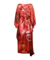Roberto Cavalli Waist Belted Flowy Floral Knee Length Dress In Red