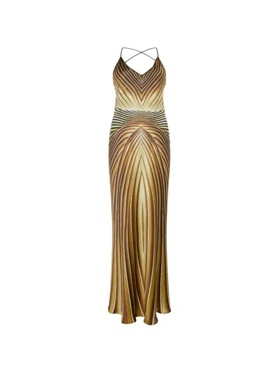 Roberto Cavalli Langes Seidenkleid Mit Iside-print In Multi