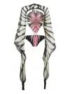 Roberto Cavalli Print-patterned Ring-detail Swimsuit In Pink