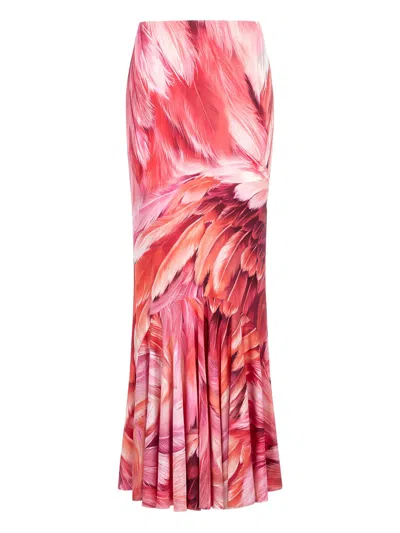 ROBERTO CAVALLI PRINT RUFFLED MAXI SKIRT