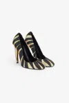 Roberto Cavalli Print Satin Pumps With Rhinestones In Gold
