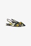 Roberto Cavalli Print Satin The Pettegola Slingback With Low Heel