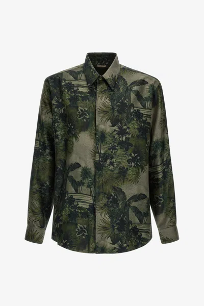 Roberto Cavalli Print Shirt In Dark Green