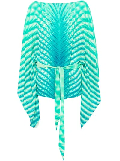 Roberto Cavalli Printed Belted Mini Dress In Green