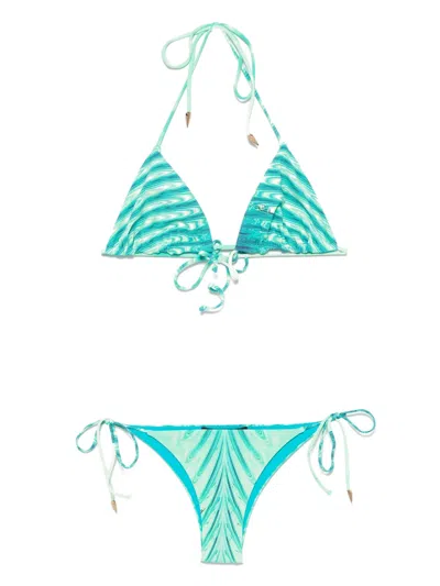 Roberto Cavalli Printed Bikini In Green