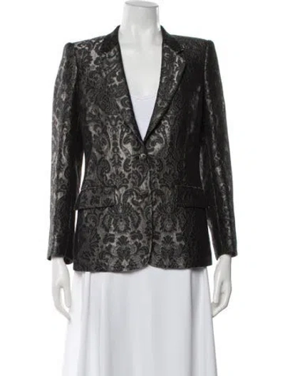 Pre-owned Roberto Cavalli Printed Blazer In Silver