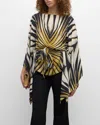 Roberto Cavalli Printed Boat-neck Belted Caftan Top In Giallo Sen C 150850