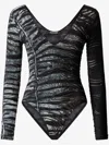 Roberto Cavalli Body Suit With Zebra And Tiger Skin Pattern In Black