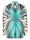 Roberto Cavalli Printed Button-up Shirt In Green