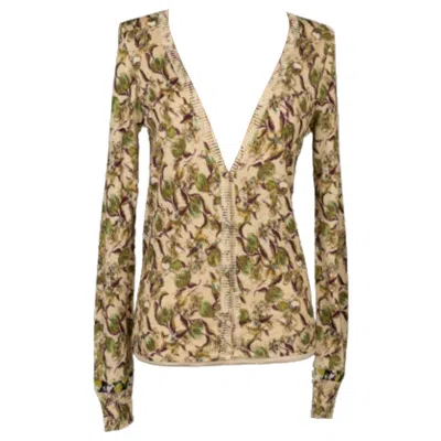 Pre-owned Roberto Cavalli Printed Cardigan With Flower Patterns In Brown