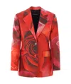 Roberto Cavalli Red Garden Rose Silk Jacket In Red