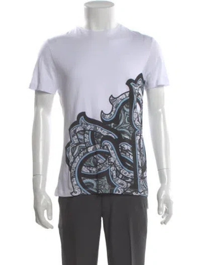 Pre-owned Roberto Cavalli Printed Crew Neck T-shirt W/ Tags In White