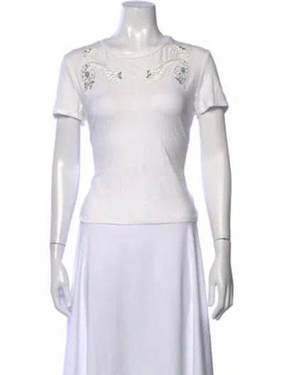 Pre-owned Roberto Cavalli Printed Crew Neck T-shirt In White