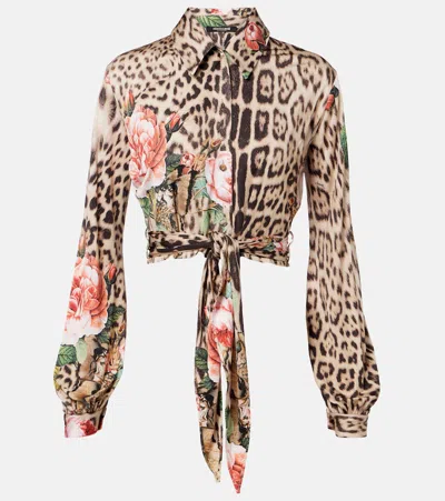 Roberto Cavalli Printed Cropped Shirt In Multi