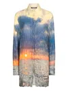 Roberto Cavalli Printed Distressed Shirt In Blue