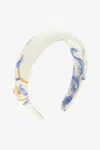 Roberto Cavalli Printed Hairband With Rc Logo In White